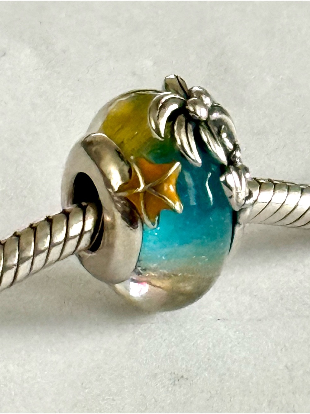 Tropical sparkling Murano Glass Charm fit Pandora bracelets
